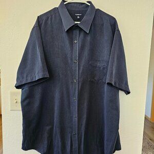 Croft & Barrow Men's Short Sleeve Shirt Size XXL Steel Blue Checked Design